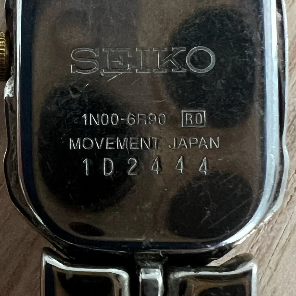 Seiko Ladies Watch Vintage Two Tone Braided Bracelet White Hexagonal Dial